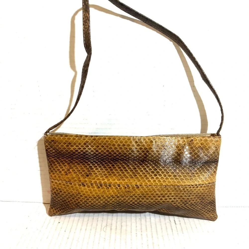 Vintage Brown Snakeskin leather Shoulder Bag